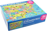 PETER PAUPER PRESS USA Map Jumbo Floor Puzzle - Fun and Educational! Learn Geography, State capitols, and Historic Landmarks. (48 Pieces) (36 inches Wide x 24 inches high) PETER PAUPER PRESS