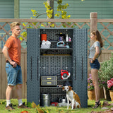 30 Cubic Ft. Vertical Resin Outdoor Storage Shed with Lockable Double Doors,Tall Storage Cabinet with 4 Shelves, Weather-Resistant Multi-Wall Panels,Storage Shed for Patio, Garden, Yard, Grey ZYJOYY