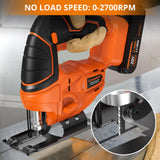 Parrior Cordless Jig Saw, 20V Electric Jigsaw with 2.0AH Battery and Charger Max Cutting Depth of Wood and Metal 80mm/5mm, 2700RPM, Jigsaw Tool Kit for Wood, Metal and Plastic Cutting PARRIOR