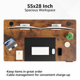 MOUNTUP 55x28 Inches Electric Height Adjustable Standing Desk, Sit Stand Desk with Memory Controller, Ergonomic Stand Up Desk for Home Office with Splice Board, Rustic Brown+Black MOUNTUP