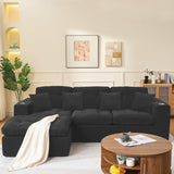 Hretanant Black L Shaped Modular Cloud Sectional Sofa, Comfy 3 Seater Sectional Couches for Living Room with Cup Holders, Modern L Shape Sofa Set for Living Room Bedroom, Black Hretanant