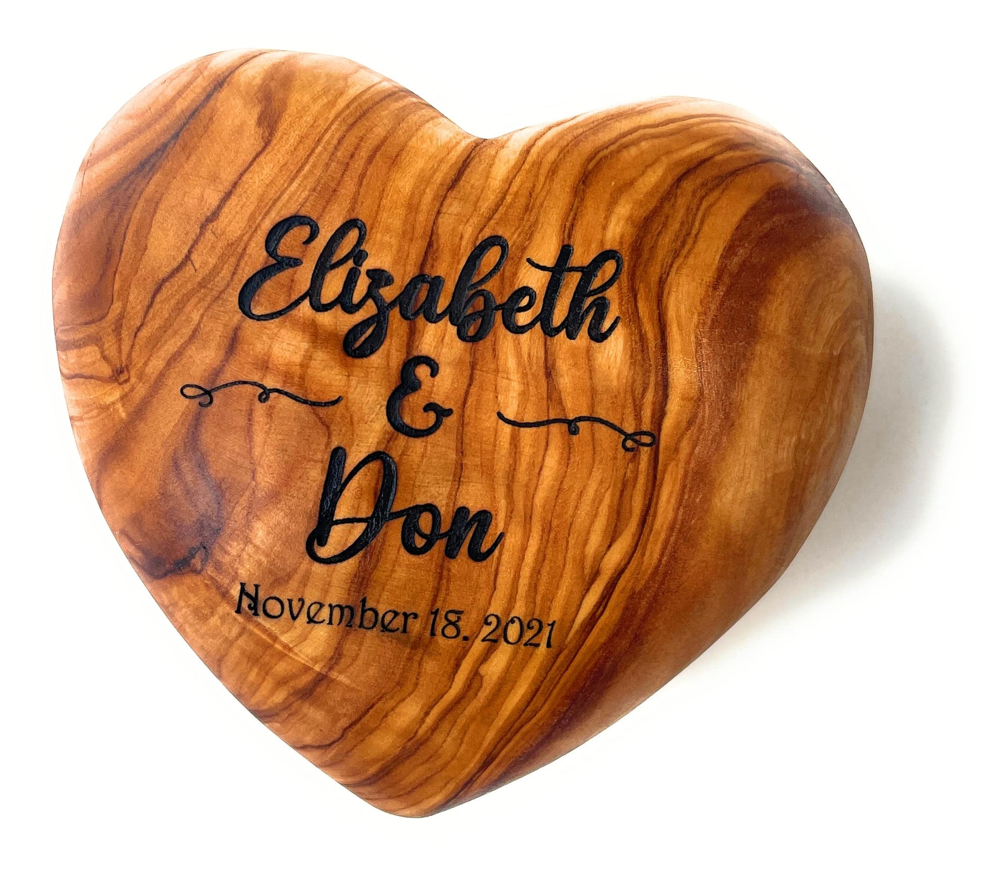 DYARI Wooden Heart – Custom Laser-Engraved 100% Olive Wood – Personalized Gift for Mother’s Day, Wedding, Anniversary, Pet Memorial – Rustic Heart Decor, Paperweight & Keepsake - WoodArtSupply