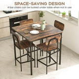 Giantex Industrial 5-Piece Counter Height Dining Set with Bar Stools in Mix Brown Giantex