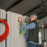 Lifetime Outdoor Storage Shed, 8x20 Ft, Gray, Resin Backyard Tool Shed with Lockable Doors and Weather-Resistant Panels Lifetime