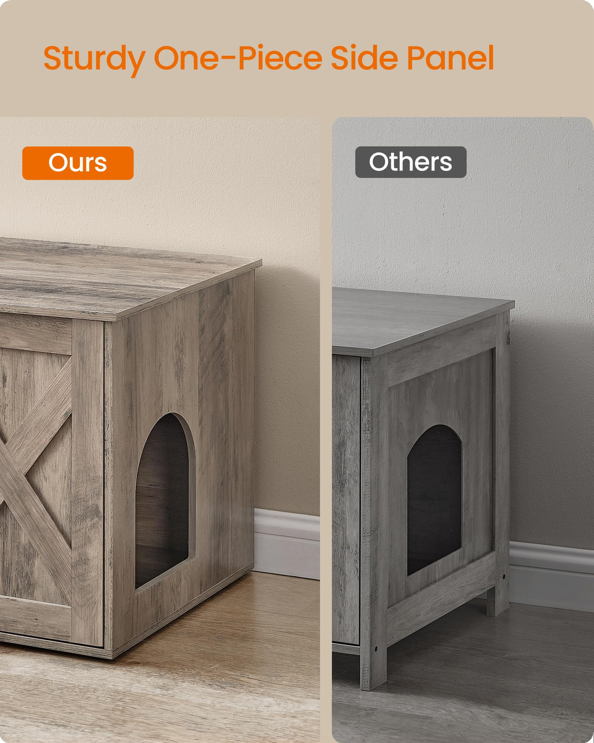 Feandrea Cat Litter Box Enclosure, Litter Box Furniture Hidden, Indoor Cat House, End Table, 27.6 x 19.7 x 19.7 Inches, Heather Greige UPCL022K01 Feandrea