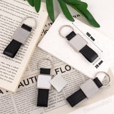 Framendino, 4 Pack Leather Sublimation Blanks Keychain with Metal Square Rectangle Heat Transfer Blank Tray Key Chain for DIY Crafts Photo Black Framendino