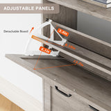 Nicetree Shoe Storage Cabinet with 2 Flip Drawers, Freestanding Shoe Organizer, Shoe Cabinet with Metal Legs, Narrow Shoe Rack Cabinet, Farmhouse Slim Shoe Cabinet for Entryway, Hallway, Rustic Gray Nicetree