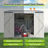 Thanaddo 6x8FT Lean to Shed Metal Outdoor Storage Sheds with Floor Frame,Large Tool&Lawn Mower Shed with Two Lockable Doors for Garden Backyard Patio Storage,Outside Waterproof Storage Shed Thanaddo