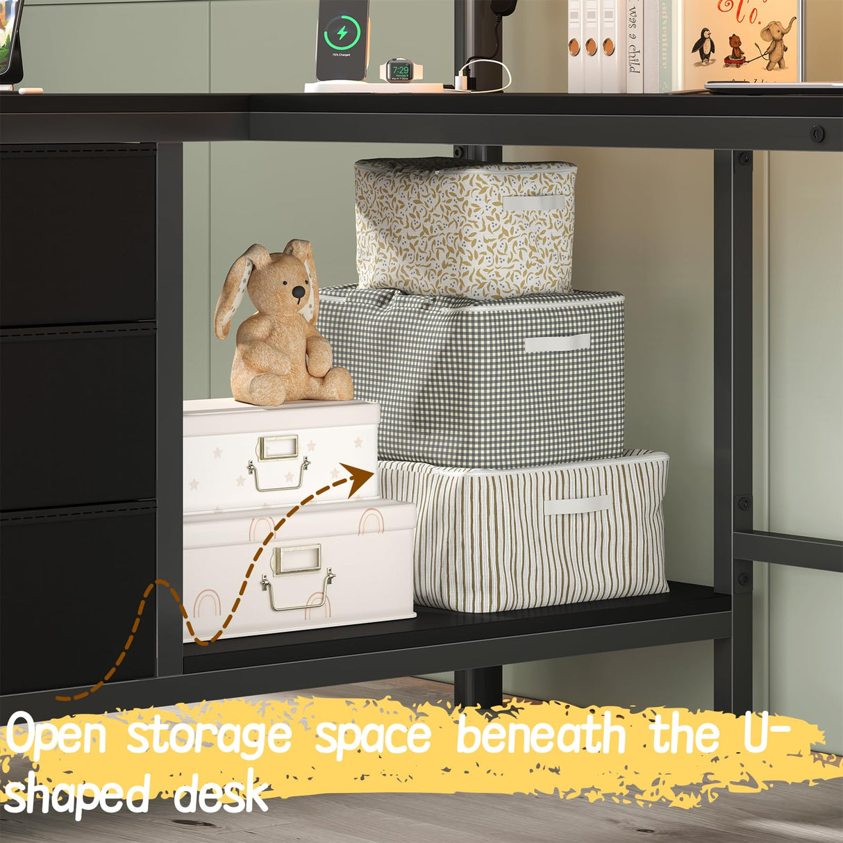 Twin Size Loft Bed with U-Shaped Desk & RGB LED Lights, Twin Loft Metal Bed Frame with Charging Station Bunk loft bed with 3 Drawers, Safety Guard & Ladder, 3 Pegboards, No Box Spring Needed, BlacK CSZZD