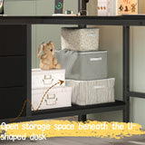 Twin Size Loft Bed with U-Shaped Desk & RGB LED Lights, Twin Loft Metal Bed Frame with Charging Station Bunk loft bed with 3 Drawers, Safety Guard & Ladder, 3 Pegboards, No Box Spring Needed, BlacK CSZZD