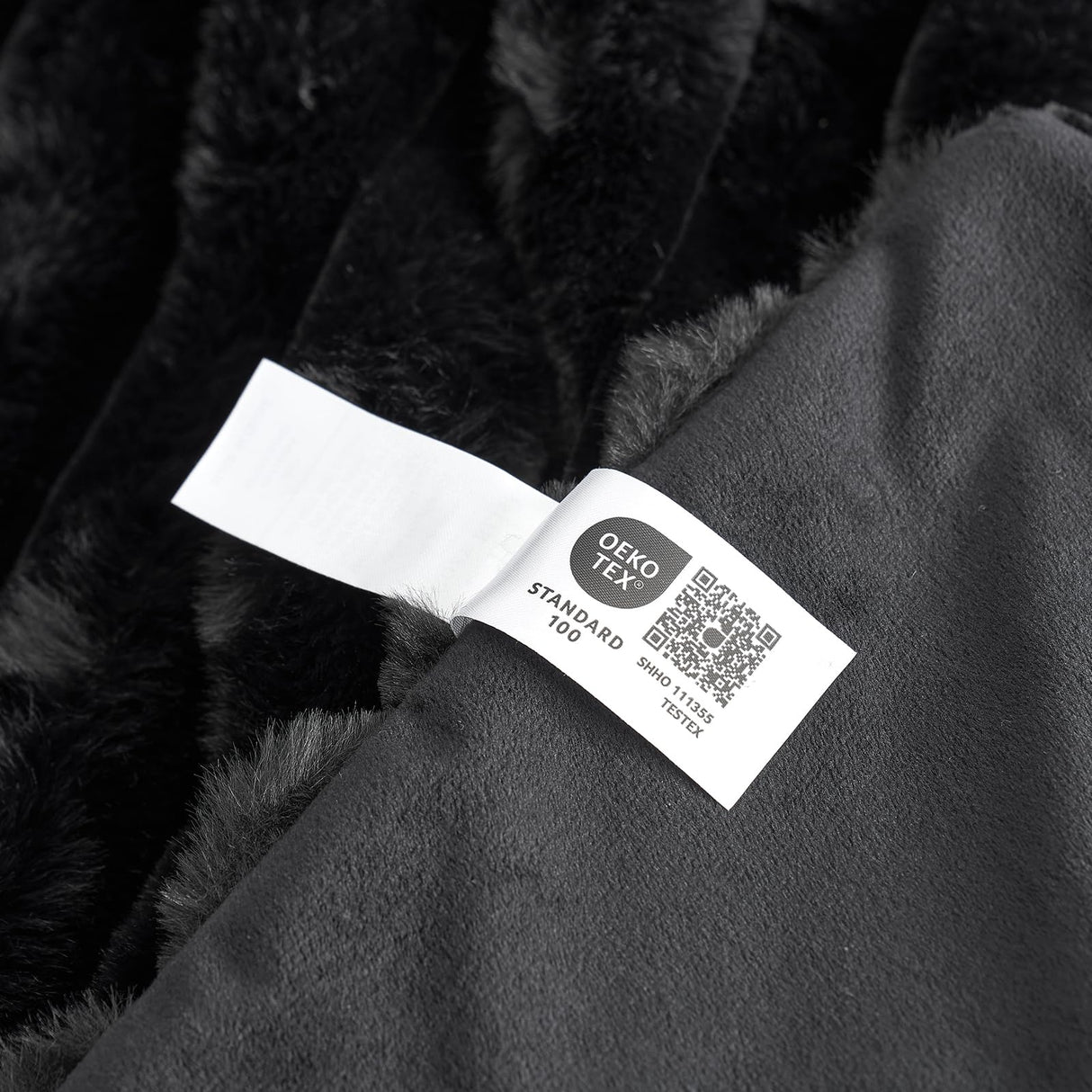 Cozy Bliss Faux Fur Throw Blanket for Couch, Cozy Warm Plush Striped Blanket for Sofa Bedroom Living Room, 50 * 60 Inches Black Cozy Bliss
