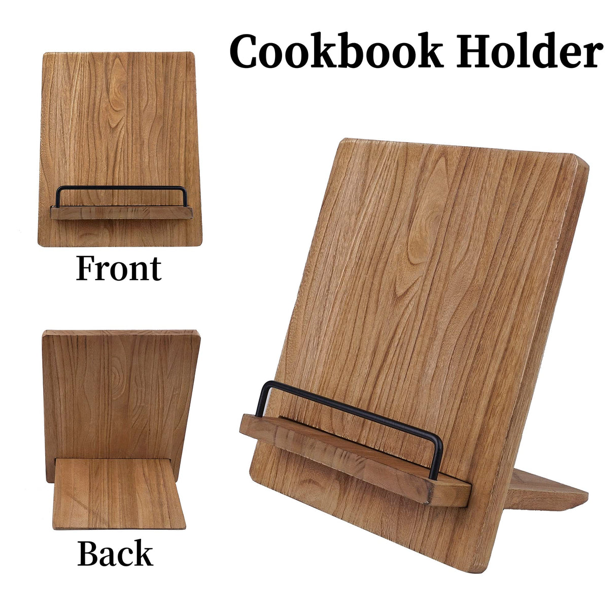 Wood Cookbook Stand Cookbook Holder: Kitchen Adjustable Cookbook Holder Recipe Stand for Counter Brown JUNSHUO