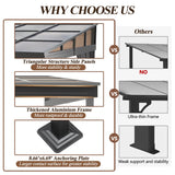 GARTOO 10’ x 13’ Upgraded Wall-Mounted Gazebo, Aluminum Outdoor Patio Lean to Gazebo Pergola with Roof, Gazebo Canopy Awnings to House for Garden, Lawn, Backyard Deck and More GARTOO