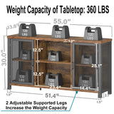 Launica Industrial Coffee Bar Cabinet, Wine Bar Cabinet for Liquor and Glasses, Liquor Cabinet with wine Rack Storage, Wood Metal Sideboard Buffet Cabinet for Home Kitchen Dining, Rustic Brown 55 Inch Launica