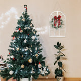 NEWLIGHTURE Wood Christmas Holiday Wall Hanging Indoor Outdoor Decorations Rustic Christmas Window Plaque Signs Wooden Arch with Wreath Christmas Home Party (Red-Black) NEWLIGHTURE