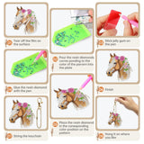 Keluna Diamond Art Horse Keychains - 12 Pcs Diamond Painting Keychains Kits, Western Cowboy Watercolor Flower Horse, DIY Key Chain Crafts Art Kits for Adult Keluna