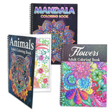 Ilyever 3 Pack Adult Stress Relief Coloring Book,60 Page Mandalas,Animal & Flower Patterns,Spiral Bound Women Coloring Books for Mindfulness & Relaxation for Christmas,Birthday&Holiday Party Gifts ilyever
