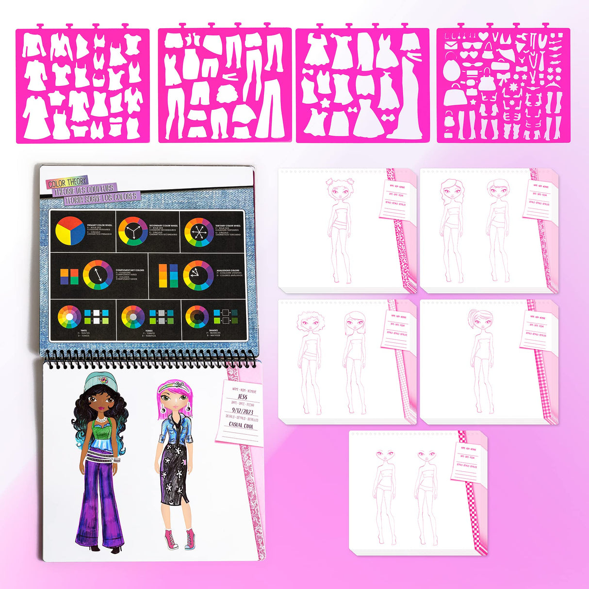 Fashion Angels I Love Fashion Sketch Portfolio, Includes Sketch Pad with Stencils & Stickers, Fashion Design Sketch Book for Girls, Ideal Drawing Kit for Kids Fashion Angels