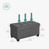 SONGMICS Storage Ottoman Bench, Foldable Foot Rest with Legs, 15 x 30 x 15.7 Inches, End of Bed Bench, Storage Chest, Load up to 660 lb, for Living Room, Bedroom, Entryway, Dark Gray ULSF16GYZ SONGMICS