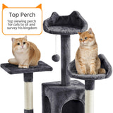 Yaheetech XL Cat Tree, 72in Multi-Level Cat Tower with 2 Cozy Caves, 3 Soft Perches, Scratching Posts, Board, and Dangling Ball, Cat Furniture Cat Play House Kittens, Dark Gray Yaheetech