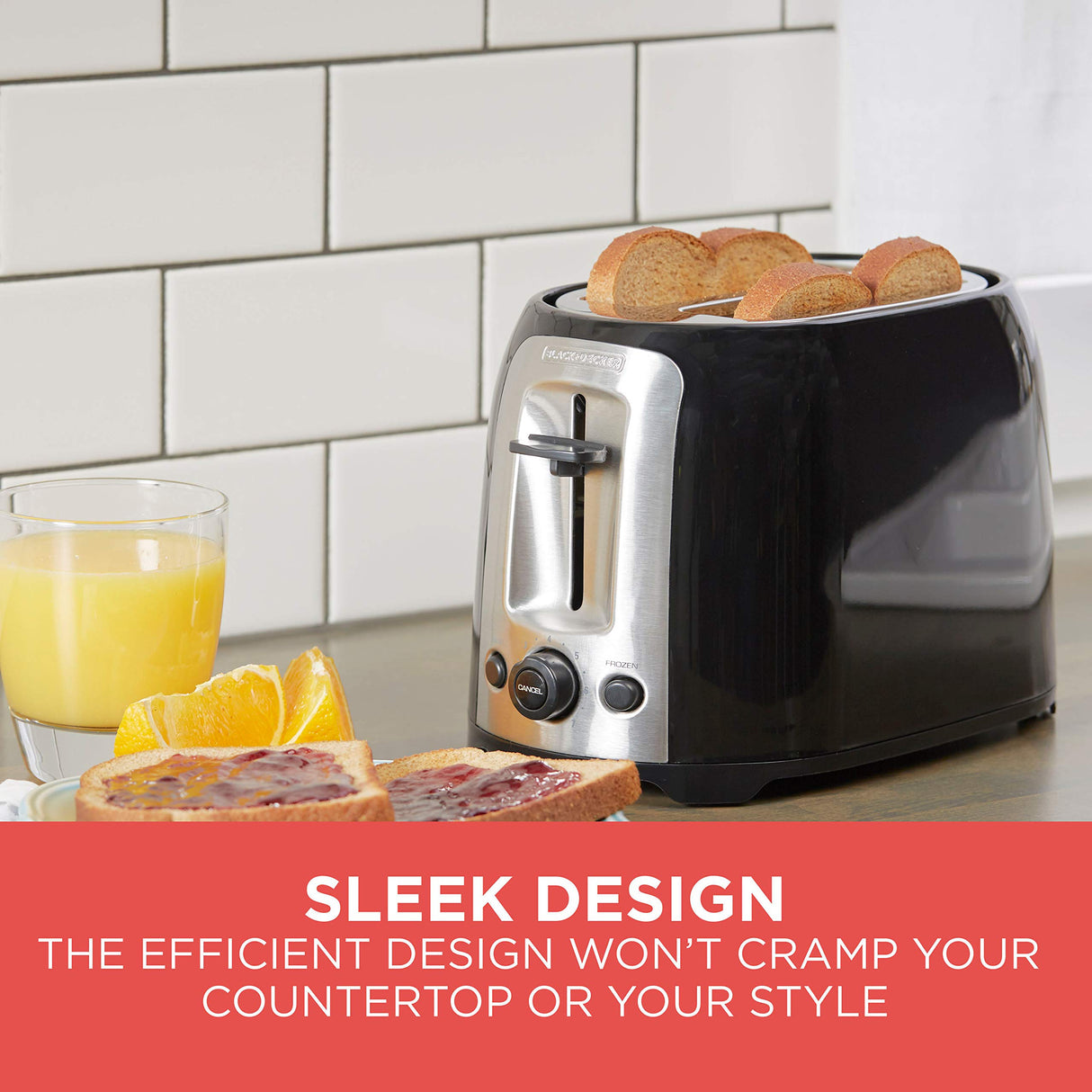 BLACK+DECKER 2-Slice Toaster, TR1278BD, Extra Wide Slots, 7 Shade Settings, 850 Watts, Frozen and Bagel Buttons BLACK+DECKER