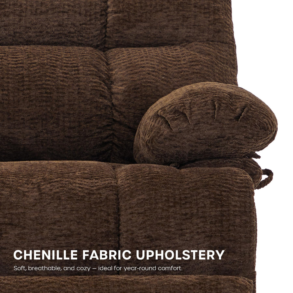 DYNOX 400 LBS Big & Tall Power Lift Recliner Chair for Elderly, Oversized Lay Flat Chair with Extended Footrest, Heat & Massage(9205L,Chenille,Brown) DYNOX