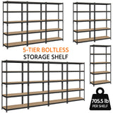 Topeakmart 5-Tier Utility Shelves, Metal Storage Shelves Garage Shelving Unit Adjustable Garage Storage Shelves Storage Racks Heavy Duty Shed Shelving- Black, 35.5 x 17.5 x 72 Inch Topeakmart