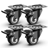 2 inch Caster Wheels Heavy Duty Swivel Casters with Safety Brake Total Capacity 600lbs (Set of 4) Good for Industrial or Furniture HOLKIE