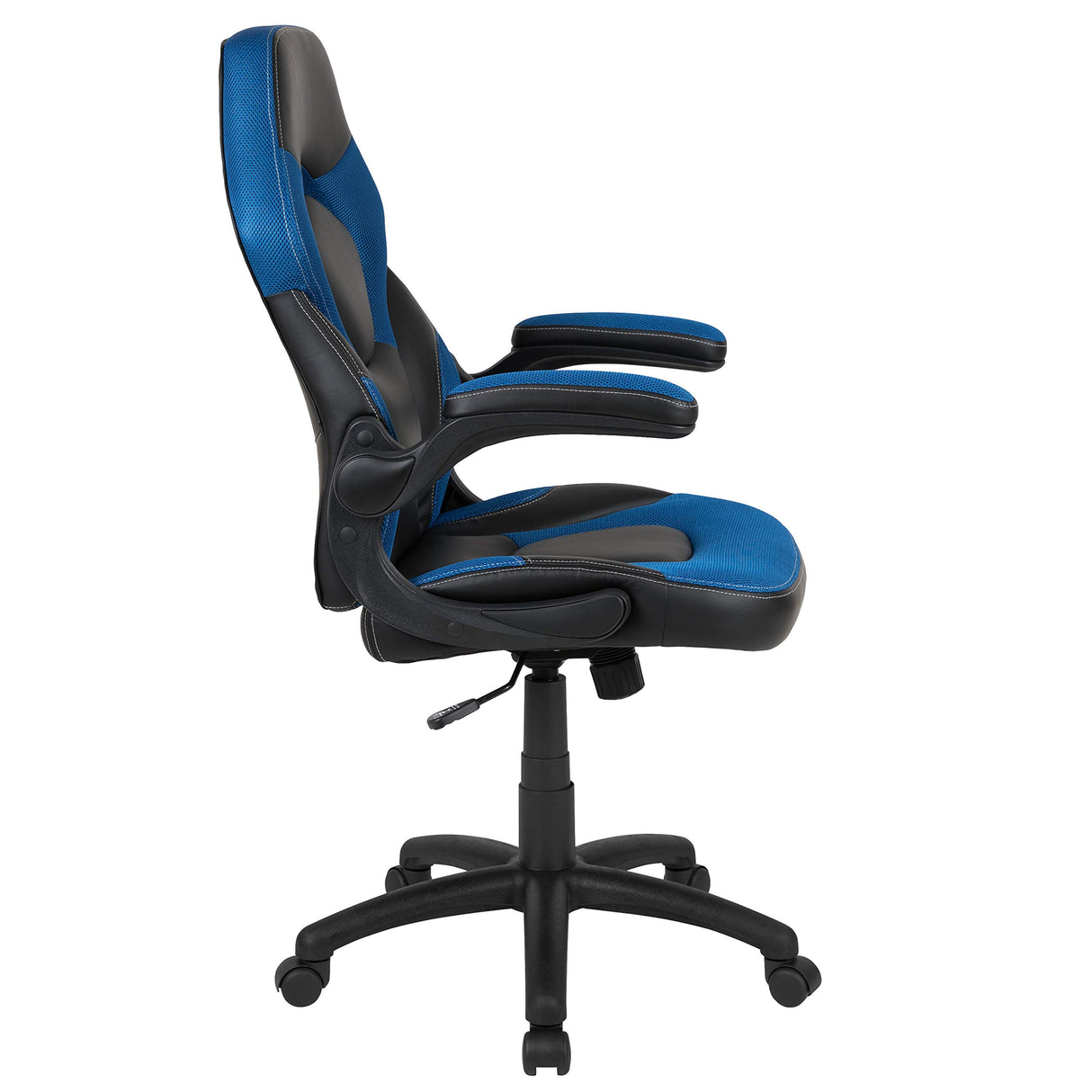 Flash Furniture X10 High-Back LeatherSoft Racing Style Gaming Chair with Flip-Up Arms, Ergonomic Padded Swivel Computer Chair, Blue/Black Flash Furniture