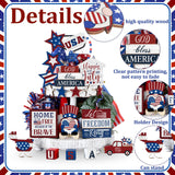 20 Pcs 4th of July Tiered Tray Decor Set - Patriotic Decorations for Independence Day & Memorial Day - Red, White & Blue Wooden Sign - Rustic Farmhouse Table Decor Mifoci