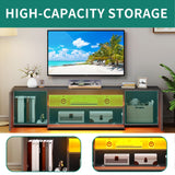 YITAHOME TV Stands for Living Room, 75 inch TV Stand, LED Entertainment Center with Storage, Modern Television Stands, High Glossy Gaming Media Stand, Grey YITAHOME