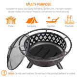 Yaheetech Fire Pit 36in Outdoor Wood Burning Fire Pits Wood Large Fire Bowl for Outside BBQ Bonfire Patio with Mesh Spark Screen, Poker and Rain Cover Yaheetech
