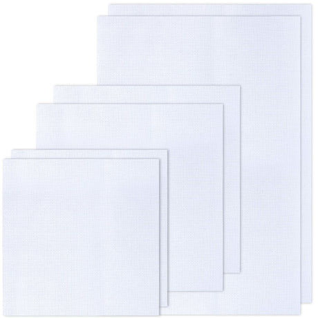MIDELONG 6 PCS Aida Cloth 14 Count Cross Stitch Fabric, 3 Sizes White Classic Reserve Cross Stitch Aida Cloth for Home DIY Handmade Needlework Craft Embroidery Decoration MIDELONG