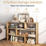 Tangkula 6 Cubes Bookcase, 2-Piece Separable Floor Standing Open Horizontal Bookshelf, Multifunctional Display Storage Shelf for Living Room Study Office (Natural, 6-Cube) Tangkula