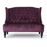 Christopher Knight Home GDFStudio Leona Modern Glam Tufted Velvet Wingback Loveseat, Raisin and Dark Brown GDFStudio