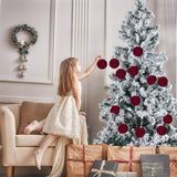 12pcs Christmas Tree Hanging Ball Decoration 2.4Inch Velvet Christmas Ornaments Balls Flocked Shatterproof Plastic Xmas Tree Ball for Party Holiday Wedding Home Decor (1, Burgundy, 12PCS) Maritown