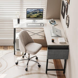 L Shaped Desk Gaming Computer 50 Inch Reversible Corner Table PC for Writing Study Student with Wood Tabletop Metal Frame CPU Stand Side Bag for Home Office Small Place, White HealSmart