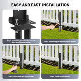 2 Pack Fence Post Anchor Kit, Heavy Duty Steel Fence Post Repair Stakes, Fence Post Anchor Ground Spike for Repairing Tilted Broken Wooden Fence ZZM