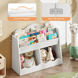 CHOEZON Kids Bookshelf and Toy Storage, Children's Bookcase with 2 Toy Cubes, Toddler Book Shelf for Kids Room, Wooden Book Organizer, for Playroom, Nursery, Living Room, White MCW15WB CHOEZON