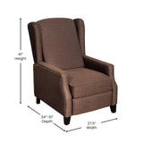 Flash Furniture Prescott Slim Wingback Recliner Chair - Traditional Push Back Recliner - Brown Polyester Fabric with Accent Nail Trim - Pocket Spring Seat Flash Furniture