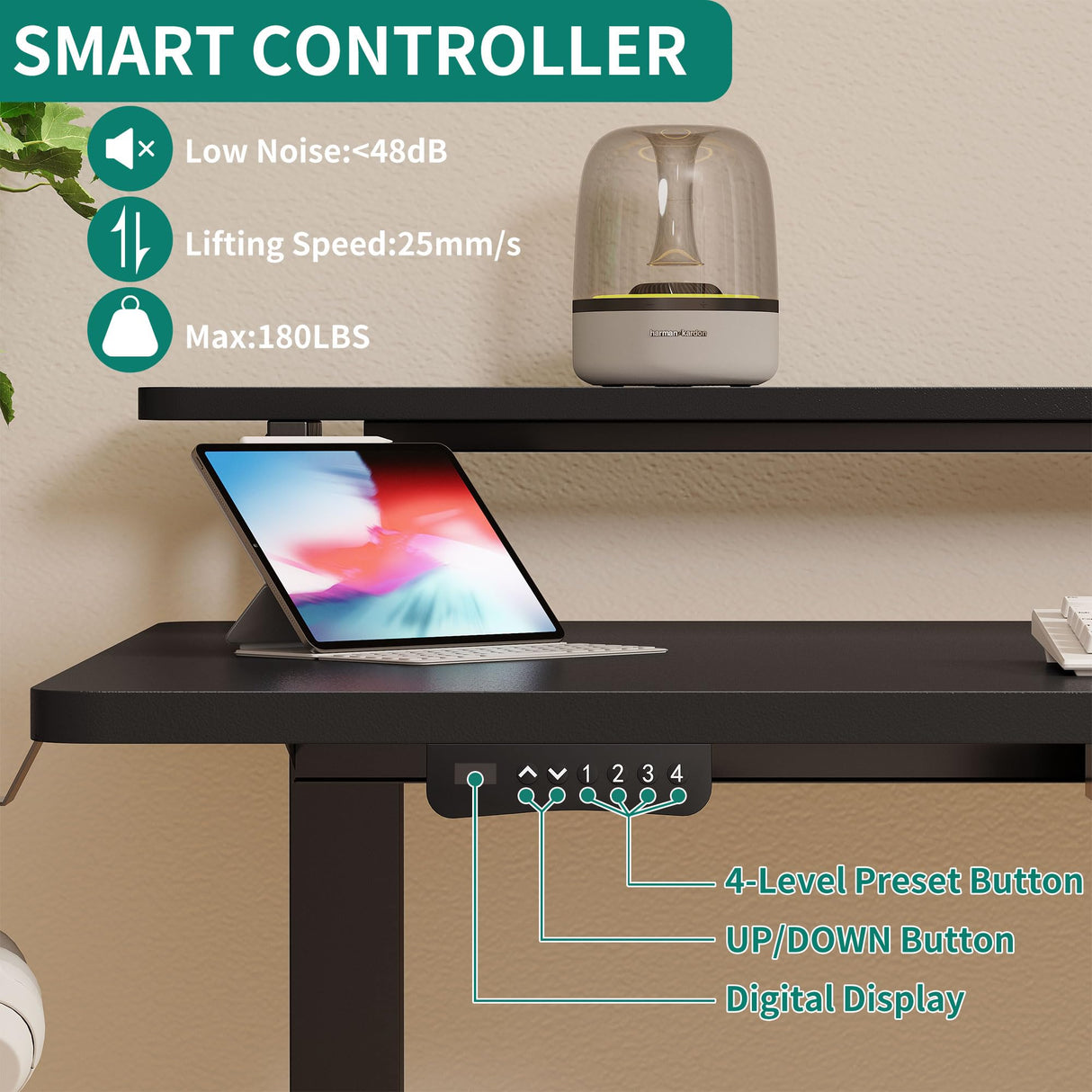YITAHOME Electric Standing Desk with Drawer, 55" Standing Desk Adjustable Height Sit Stand Up Desk with Power Outlets & LED Lights, Home Office Desk with Memory Preset, Black YITAHOME