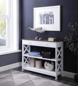 Convenience Concepts Oxford 1 Drawer Console Table with Shelves, Driftwood/White Convenience Concepts