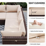 UPHA 9 Pieces Patio Furniture Sets Outdoor Sectional Sofa Wicker Conversation Couch for Decks, Backyards, Gardens, Brown Rattan, Beige Cushion UPHA