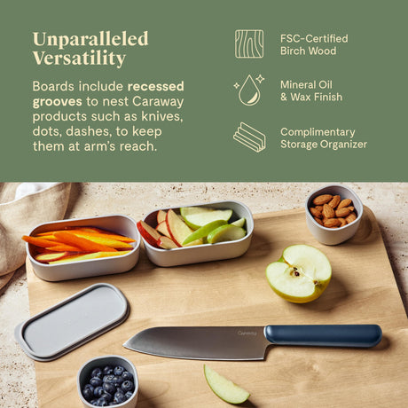 Caraway 4-Piece Cutting Board Set - Wood Cutting Board Set - Made From FSC-Certified Birch Wood - Mineral Oil & Wax Finish - 3 Sizes - Small, Medium, Caraway