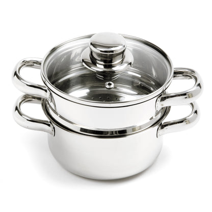 Norpro 1-Quart Stainless Steel Mini Steamer Cooker, 3 Piece Set