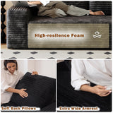 63" Cloud Loveseat Sofa in a Box for Living Room, Corduroy 2-Seater Boneless Couch 2 Throw Pillows, Modern Sponge Double Sofas with Deep Seat for Small Spaces, No Assembly Required (Black, 63 inch) KavlSean