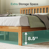 Novilla King Size Bed with Headboard, Wooden Frame & Foundation, 8.5" Underneath, No Required Box Spring, Easy Assembly Novilla