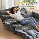 MAXYOYO Adjustable Floor Sofa Couch with 2 Pillows, Multi-Functional Bean Bag Bed, 5-Position Foldable Lazy Sofa Sleeper Bed with Armrest, Versatile Floor Seating for Reading, Dark Grey, Double MAXYOYO