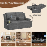 CHABATREE Home Theater Seating，RV Reclining Sofa Set with Adjustable Headrest， Recliner Sofa with Heat and USB&Type-C, Dawer & Cup Holders, 150° Recline for RV & Living Room(Loveseat Grey) CHABATREE