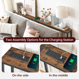 MAHANCRIS Skinny Console Table with Power Outlets, 70.9" Narrow Sofa Table, Behind Couch Table with Charging Station, Sofa Hallway Table for Plants, Living Room CTHR185E01 MAHANCRIS